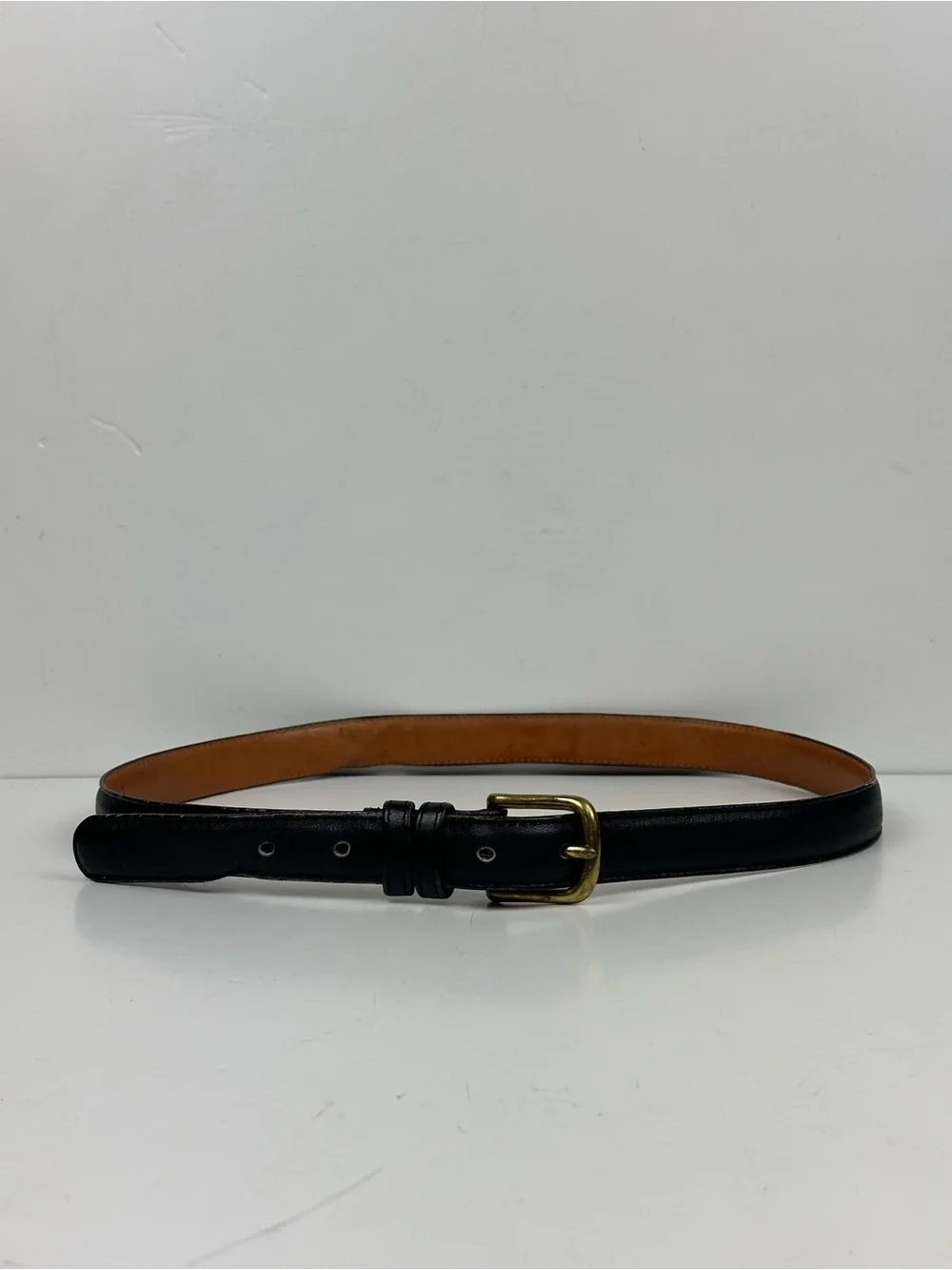 Vintage Coach Black Leather Belt with Gold-Tone Buckle